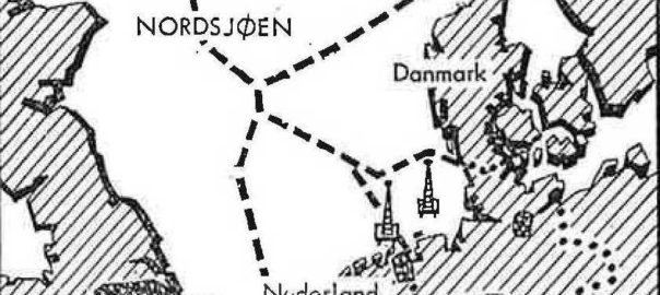 Grenselinjer i Nordsjøen per 1965. Kart fra Hvem, hva, hvor 1965.